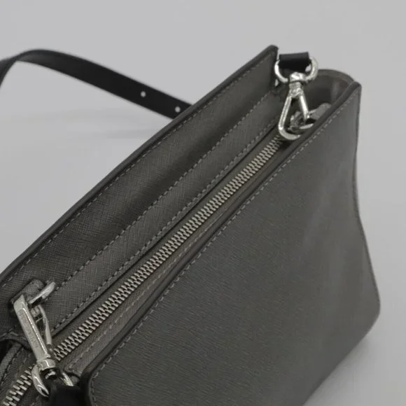 Michael Kors SELMA SATCHEL Shoulder Bag Logo Leather Gray Women - Picture 3 of 6